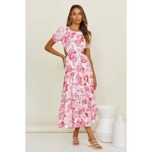 Fortunate One Memories Of Love Maxi Dress - S - WhitePinkPrint